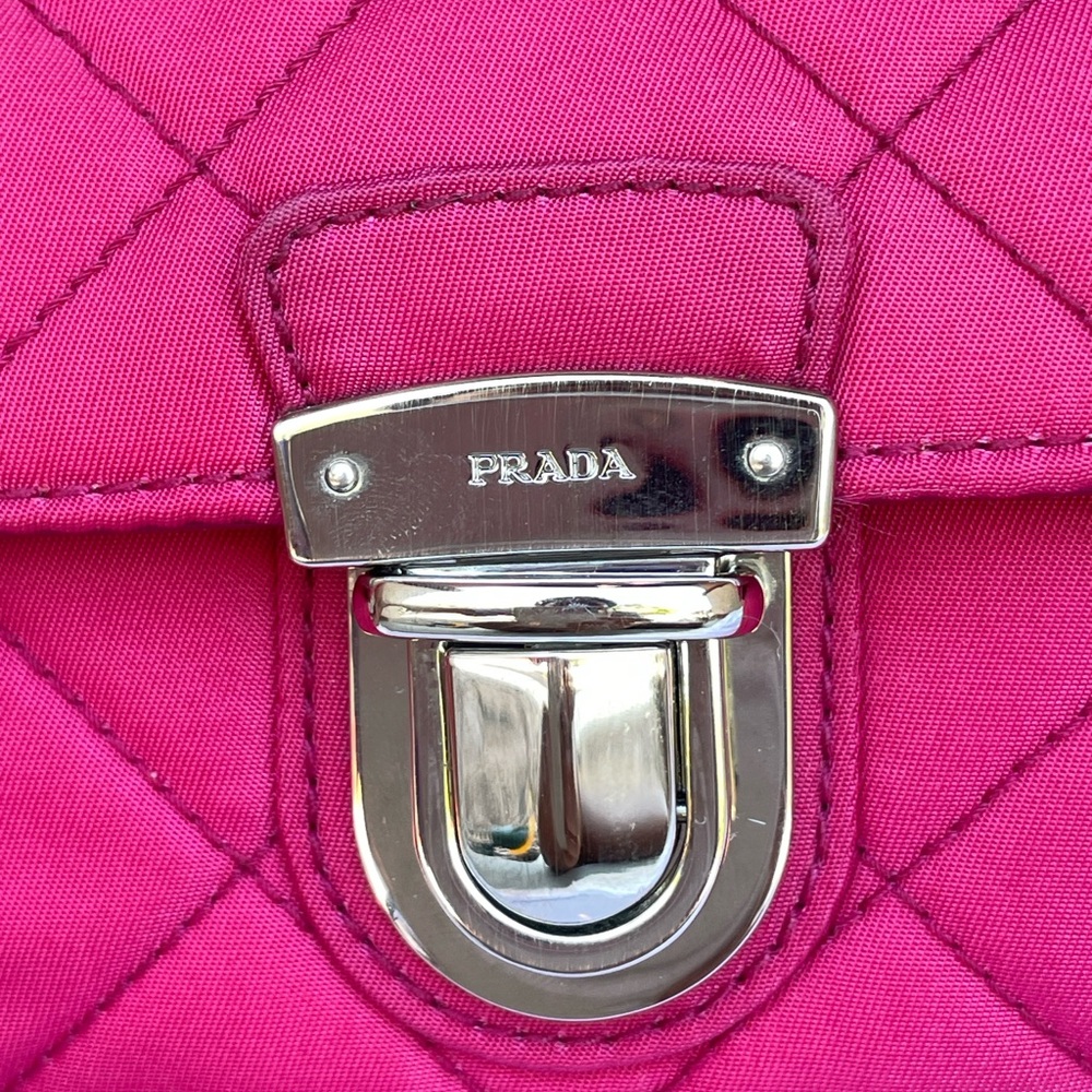 Authentic PRADA Tessuto Impuntu Shoulder Bag Pink Nylon - Picture 15 of 17
